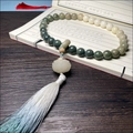 Handcrafted gradient cat paw Bodhi root bracelet with lotus pendant and blue silk tassel - Hand-held Gradient Bodhi (Luminous Lotus)