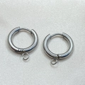 Pair of silver stainless steel hoop earrings with connector loops for DIY jewelry making - 2.5*10mm Welded Hoop (Single Piece) / Steel