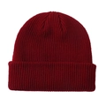 Classic wine red ribbed knit beanie hat for women featuring warm wool blend material - One Size / Burgundy