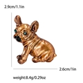 Bronze pug puppy enamel brooch with green eyes and product dimensions 2.9cm x 2.6cm - Brown