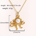 Gouden octopus hanger van titaniumstaal met parel en gedetailleerde afmetingen - Inktvispatroon