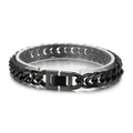 Men's heavy double-woven Cuban chain bracelet in black titanium steel finish - Black Bracelet (Box Clasp) / 21cm