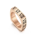 Quadratischer Ring aus Titanstahl in Roségold mit eingravierten römischen Ziffern - US 7 / Gebürstetes Roségold Römische Ziffern (KR104354-K)