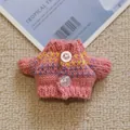 Pink knitted doll sweater with yellow and purple patterns and small white buttons - Light Pink Starry (Button Model)
