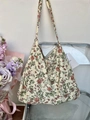 Corduroy tote bag with vintage red rose floral print and long shoulder straps - Red Rose Floral(26#)