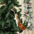 Detailed view of artificial squirrel ornament with pine cone on Christmas tree branches - Style 12 (43x8.5x9.5cm)