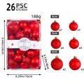 Set da 26 palline di Natale rosse da 4cm, 5cm e 6cm con finiture opache e glitterate - Stile Rosso Q3-32 / Set da 26 (4/5/6cm misto)