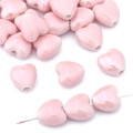 Pink heart-shaped ceramic beads with glazed finish for handmade DIY jewelry crafting - Light Pink