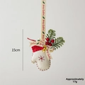 Moufle de Noël en feutre blanc avec broderie flocon rouge et détails de baies et pins - Pendentif gant blanc