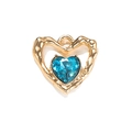 Hollow heart pendant with gold alloy frame and deep blue crystal gemstone charm - Blue Plated Gold