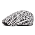 Berretto a scacchi bianchi e neri con ricamo a cuore per donna in stile vintage - Grigio Fiocco a Scacchi
