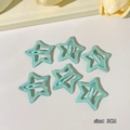 Set of 6 mint green star-shaped hair clips with glitter finish, size 3CM diameter - 11# Glitter Blue Green Star Set of 6