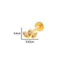 Golden clover labret stud with zircon stones and dimensions 0.4cm height by 0.63cm width - 5# Clover Style - Gold