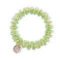 Detail of green beaded bracelet with gold wire wrap and engraved silver heart charm - 6# Green Crystal Hair Tie