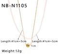 Detailed view showing 1cm gold ball pendant and white pearl layered necklace dimensions - Double Layer Round Ball Pearl Style (NB-N1105) / 18K Gold