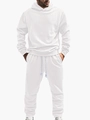 Witte jacquard trainingspak voor heren met gestructureerd breisel en trekkoord taille - S / Wit