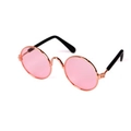 Retro round pet sunglasses with pink lenses and a rose gold metallic frame - Pink Round Frame