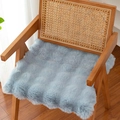Thick light blue plush chair cushion with soft faux rabbit fur for office seats - Medium(40x40cm) / Sky Blue