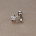 Silver triple star stud earring with micro-set cubic zirconia and screw-back closure - Triple Stars / Silver