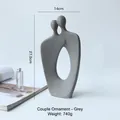 Modern abstract grey ceramic couple figurine decor for Nordic home style, 27.5cm height - Couple Large Dark Grey