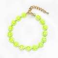 Bohemian gold plated chain bracelet with yellow-green hollow smiley face link charms - Yellow Green Hollow Smiley Face Bracelet (BC491-9)