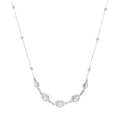 Elegante collana in acciaio al titanio argento con ciondoli ovali lisci e perle - N307197-Collana con Ciondolo Ovale d'Argento