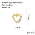 18K gold plated copper heart pendant with white zircon inlays and colorful enamel details - P00303-White