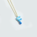 Golden necklace with a blue gradient enamel letter F balloon pendant on a slim chain - Letter F