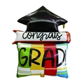 Doctoral cap and scroll graduation foil balloon with congrats grad lettering print - Books with Graduation Cap