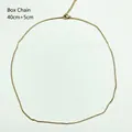 Collar de cadena de caja en acero inoxidable bañado en oro de 18K de 40cm+5cm - Collar de cadena de caja
