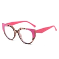 Chic cat-eye TR90 blue light glasses featuring pink and tortoiseshell leopard frames - Pink Leopard Rose Red Frame