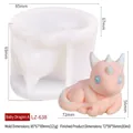Pink dragon silicone mold for DIY candles with translucent white resin casting tools - Dragon Cub A (LZ-638)
