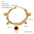 Bracelet double couche en acier inoxydable plaqué or 18K avec cœur et pendentif céramique - Or 18K / Doré