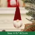 Christmas gnome hanging ornament in red felt, size 15cm x 5cm with a white lanyard - Red Type B