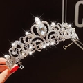 Elegant silver tiara for girls featuring sparkling rhinestones and a pear-shaped center stone - 6# Ethereal Lady Style Crown