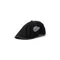 Retro black newsboy cap with vintage embroidery patch and fine stitching details - Black Patch