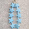 Cute blue star silicone bead pendant with golden ring for bags or keys - Lake Blue (10 Stars)