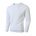 Witte heren sweatshirt met een slanke pasvorm en een getextureerd wafelbreipatroon - S / Wit