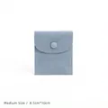 Medium light blue velvet jewelry pouch with snap button closure, size 8.5cm x 10cm - 中号款(8.5cm*10cm) / Light Blue