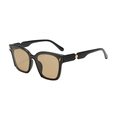 Fashionable oversized square sunglasses with black frames and brown lenses for travel - Black Frame Light Brown Lens