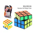 Klassieke 3x3x3 puzzelkubus met zwarte basis en felle kleuren in blisterverpakking - 3x3 Magische Kubus + Mini Kubus Set (A168-14A)