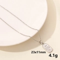 Silver stainless steel moon necklace with 23x11mm rectangular engraved eye pendant - Silver Rectangle Sun Eye (S1158-S+N22-S)