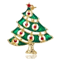 Broche sapin de Noël en émail vert et strass rouges sur une base en alliage doré - W17046C01-Or Émail Vert Strass Rouge Classique Sapin de Noël