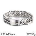 Pulsera cubana de acero pulido, 15mm de ancho con cierre de caja de seguridad - Color Acero (KB41223-D)