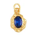 Pendente in rame placcato oro con zircone blu ovale e finitura in metallo testurizzato - L229092-Oro Blu