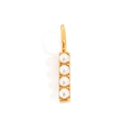 Gold plated stainless steel pendant with four white pearls and a minimalist bar design - Letter I / Rose Gold
