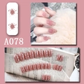 Unghie finte rosa nude con glitter argento e scaglie metalliche, forma ovale lunga A078 - A078 Lampone Goccia d'Acqua (A078)