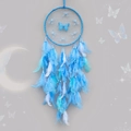 Dreamcatcher with blue butterfly and feathers, elegant hanging room decor for women - Finished Product / Blue Butterfly Love Flower