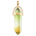 Green and yellow gradient hexagonal crystal pendant necklace with rose gold metal base - Gradient (Yellow-Green) / Gold Cap Hexagonal Pendant