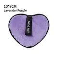 Piumino da cipria in microfibra a forma di cuore viola lavanda con nastro nero, 10x8CM - Lavanda